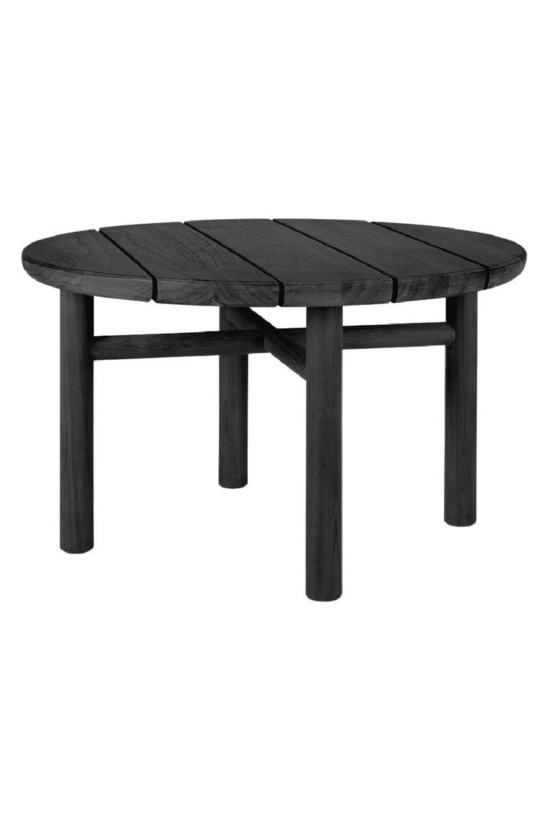 Black Round Slatted Outdoor Side Table | Ethnicraft Quatro | Woodfurniture.com