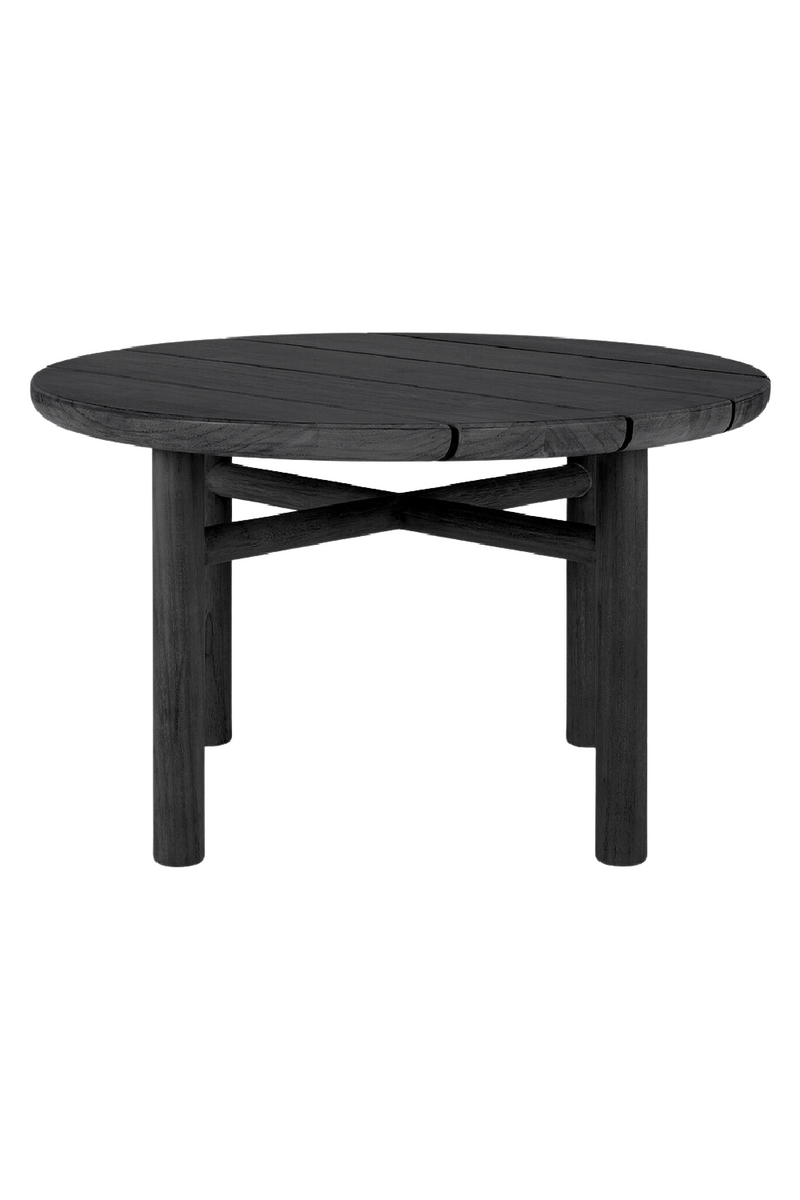 Black Round Slatted Outdoor Side Table | Ethnicraft Quatro | Woodfurniture.com